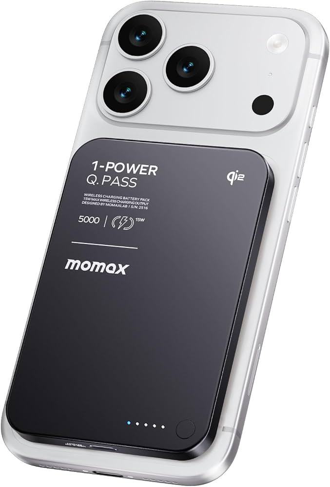 MOMAX Qi2 MagSafe Power Bank 5000mAh, 0.96cm Ultra-Slim Wireless Portable Charger with 15W Fast C... | Amazon (UK)