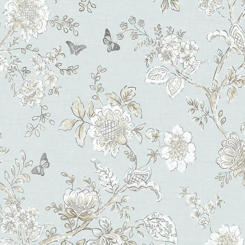 Atwood Butterfly Toile 33' L x 20.5" W Smooth Wallpaper Roll | Wayfair North America