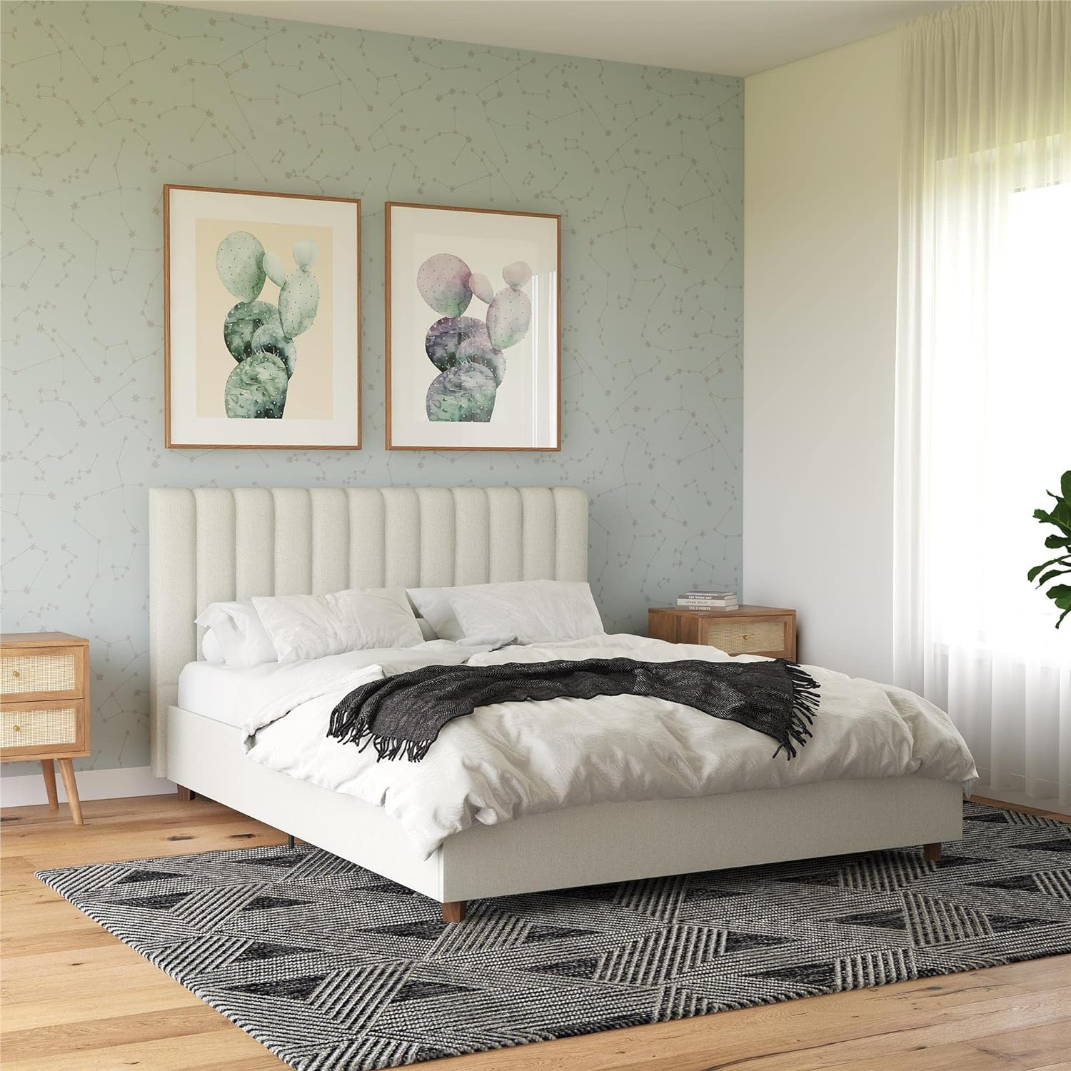 Novogratz Brittany Upholstered Bed, Queen, Gray | Amazon (US)