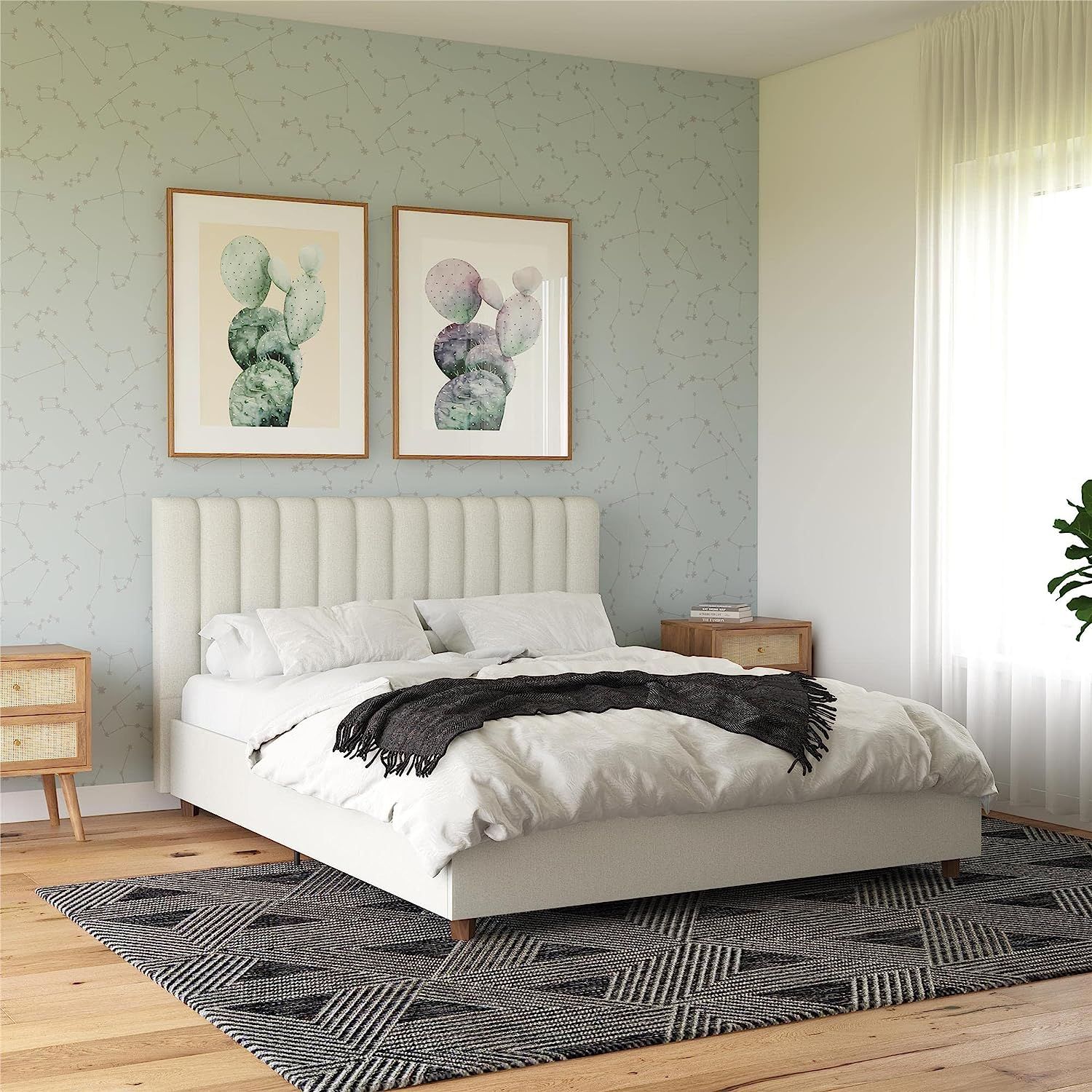 Novogratz Brittany Upholstered Bed, Queen, Gray | Amazon (US)