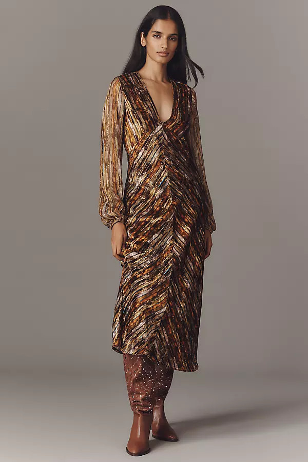 Frinaya Long-Sleeve V-Neck Midi Dress | Anthropologie (US)