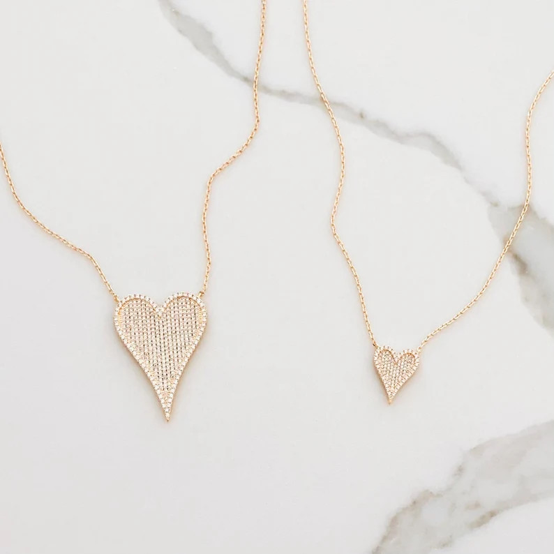 SALE Heart Necklace Large Small Heart Bridesmaid Wedding Sale - Etsy | Etsy (US)