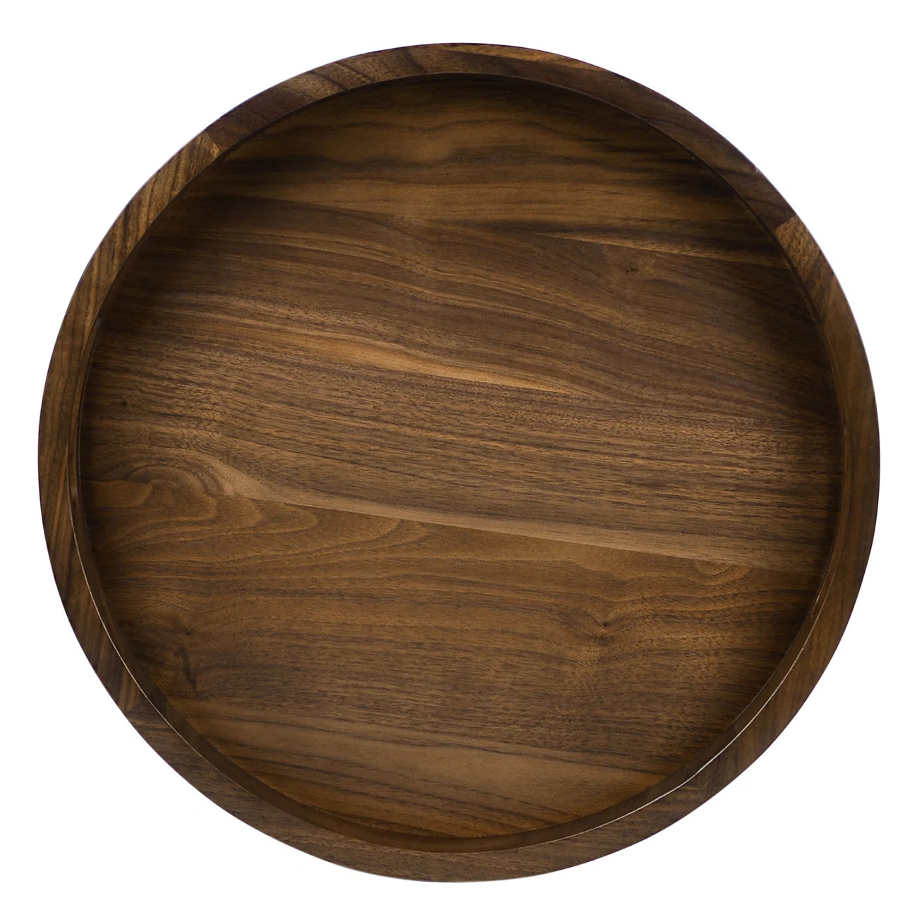 Arooj Round Black Walnut Solid Wood Serving Tray Ottoman Tray | Wayfair North America
