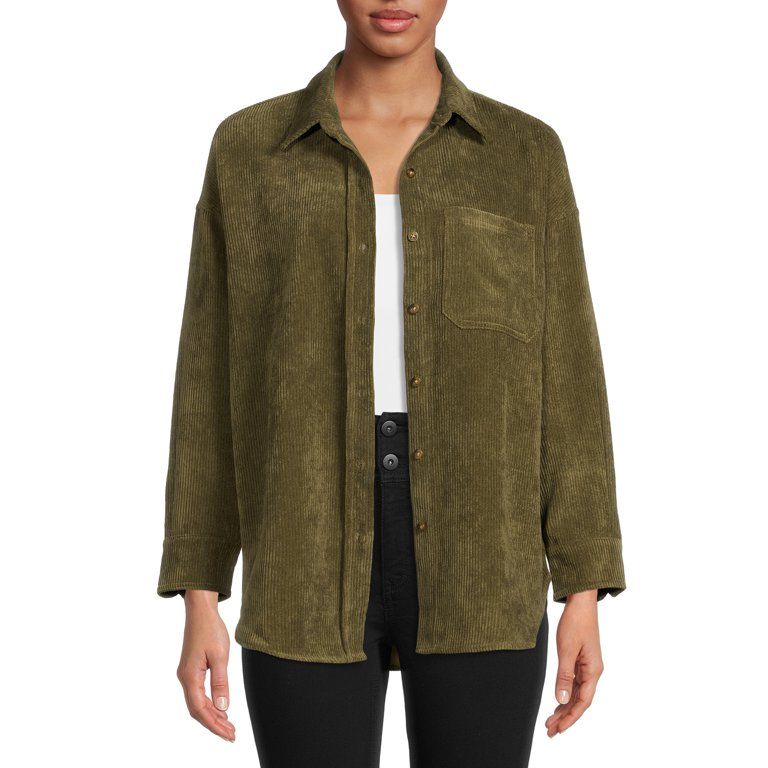 Nine.Eight Women’s Corduroy Shacket - Walmart.com | Walmart (US)