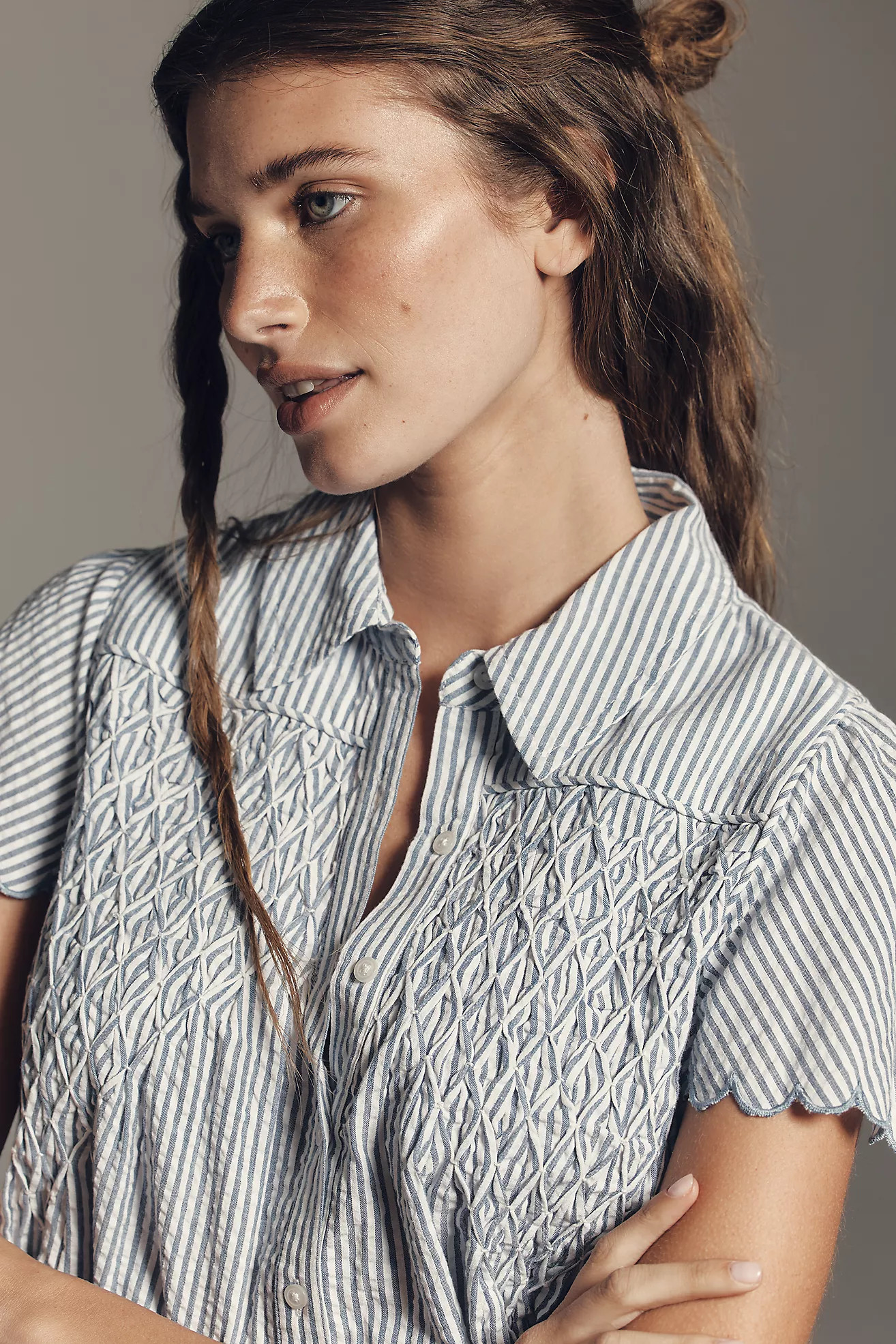 Maeve Cotton Scalloped Swing Top | Anthropologie (US)