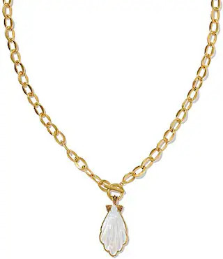 Kendra Scott Alexa Shell Reversible Pendant Convertible Chain Statement Necklace - Vintage Gold Ivory Mother Of Pearl | Dillard's