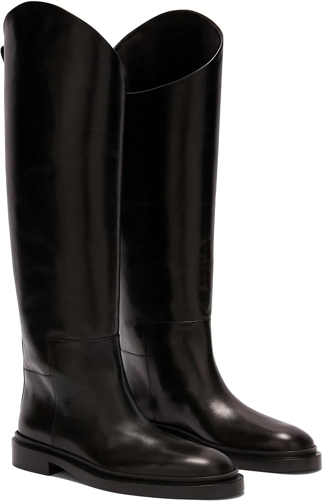 Black Knee High Boots for Women Chunky Heel Round Toe Boots Low Heel Womens Boots. | Amazon (US)