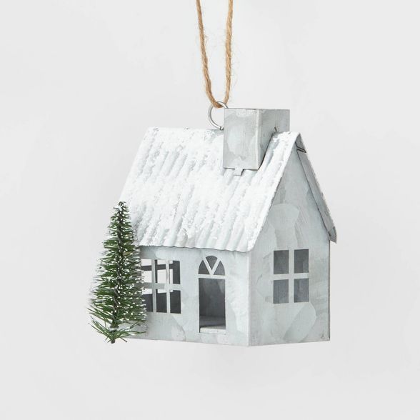 Metal Galvanized House with Chimney Christmas Tree Ornament - Wondershop&#8482; | Target