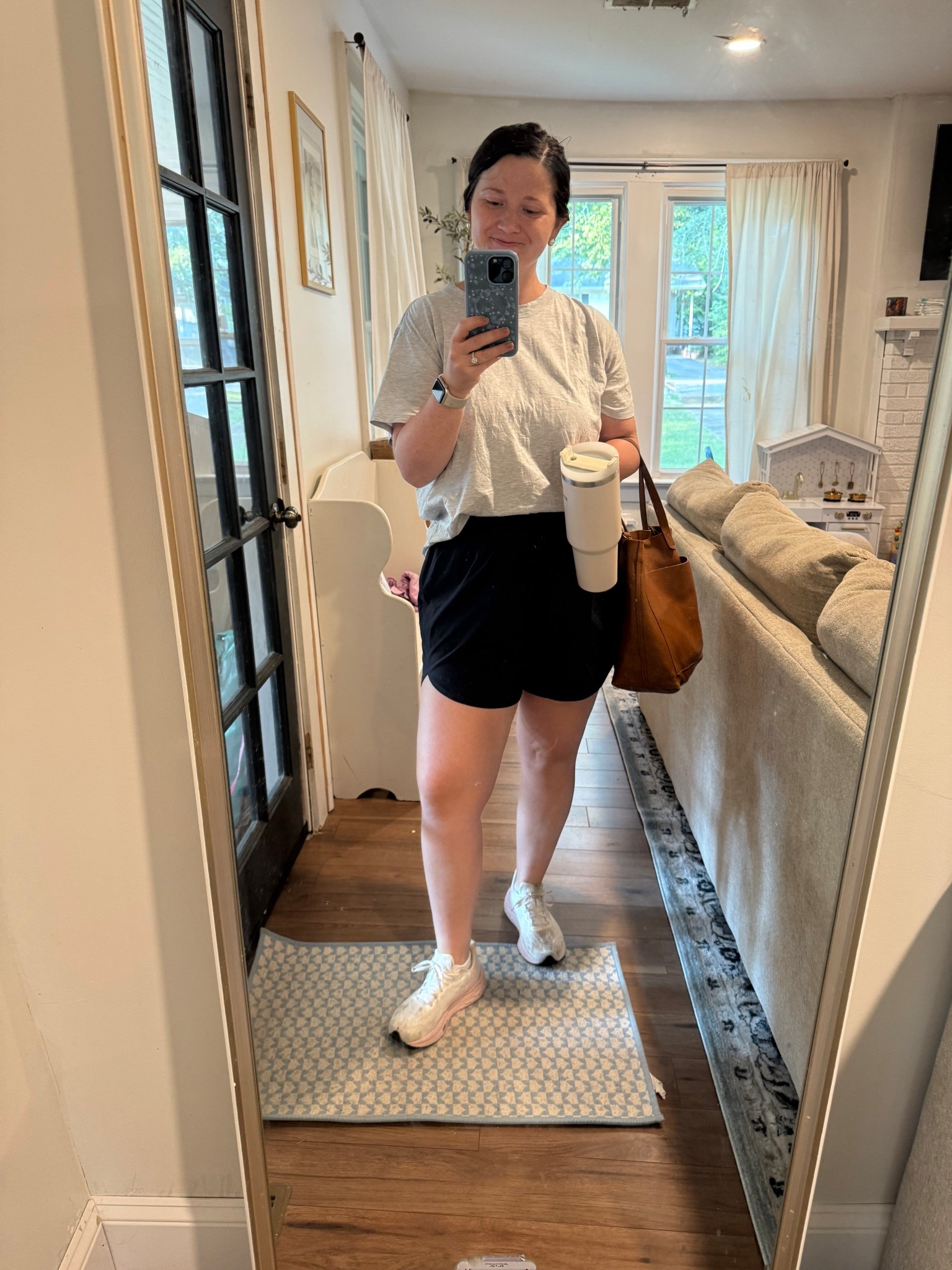 Everyday wfh mom ootd. I love these shorts!!! 