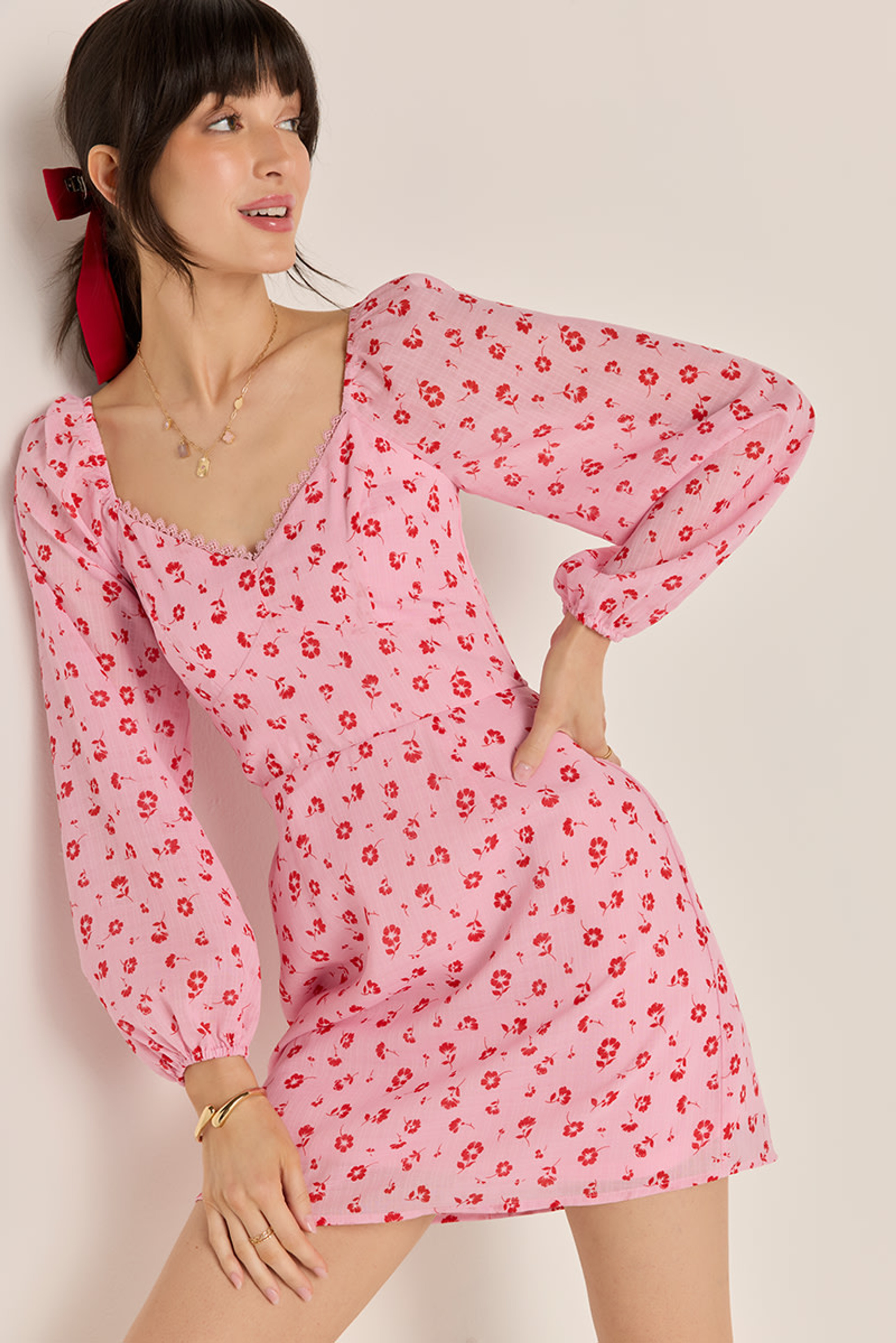 Mary Lace Trim Sweetheart Mini Dress | Francesca's