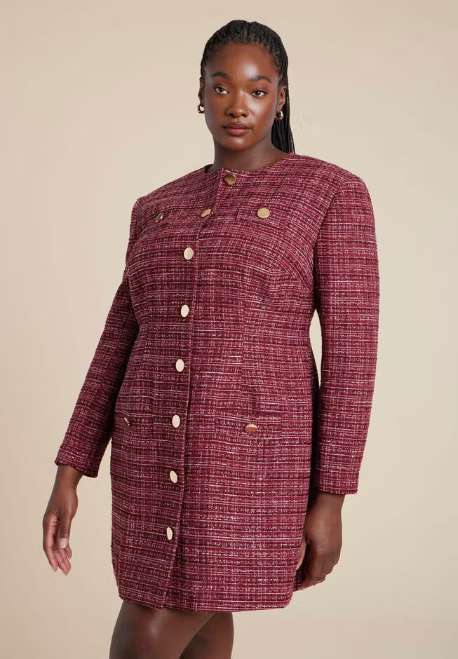 Tweed Long Sleeve Mini Dress | Eloquii