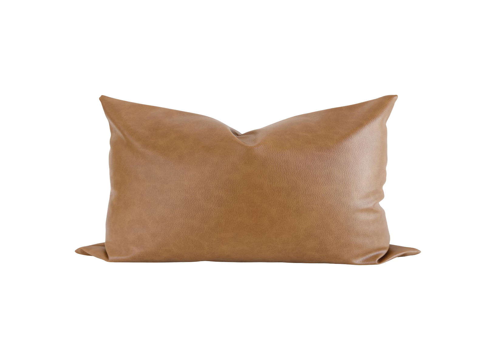 Cognac Faux Leather Throw Pillow Cover, Brown Vegan Leather Cushion, Modern Neutral Decor, Laurel... | Etsy (US)