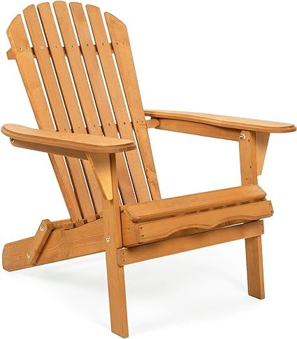 Best Choice Products Folding Wooden Adirondack Lounger Chair Accent Furniture w/Natural Finish, B... | Amazon (US)
