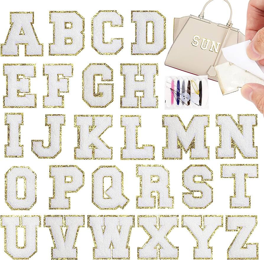26PCS White Iron-on Chenille Letter Patches for Clothing, Jackets, Backpacks - Alphabet Applique ... | Amazon (US)
