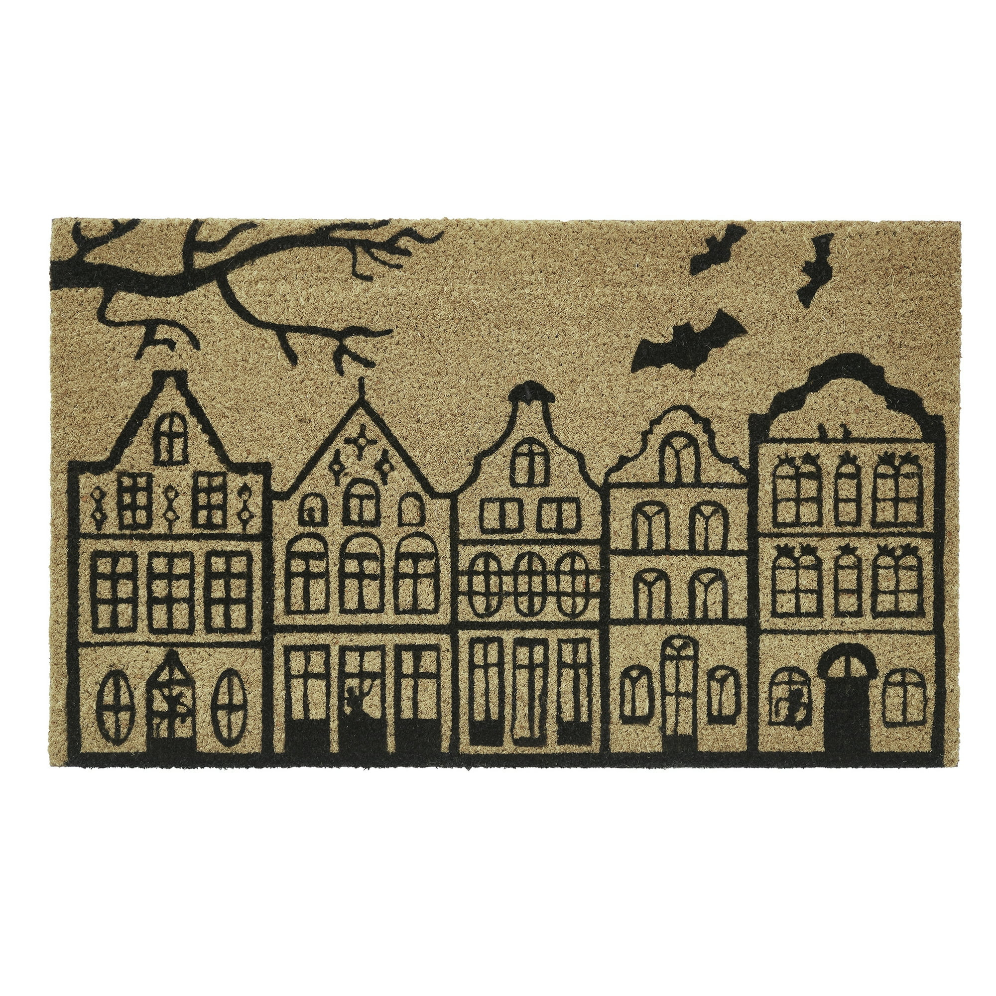 My Texas House Natural/Black Bats Halloween Outdoor Coir Doormat, 18" x 30" | Walmart (US)