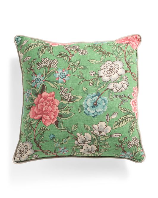 22x22 Linen Blend Floral Pillow | TJ Maxx