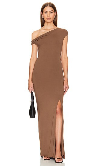 Arlette Twist Dress in Brown | Revolve Clothing (Global)