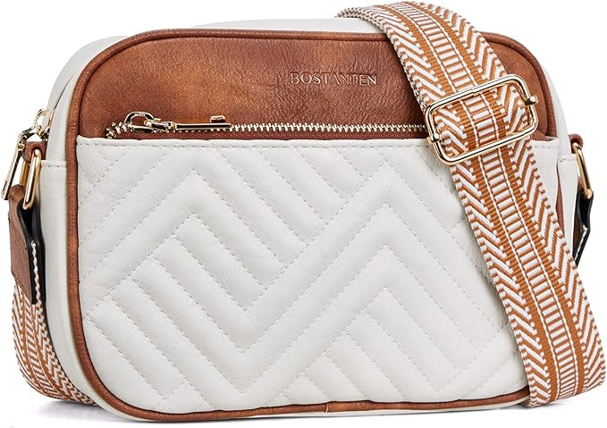 BOSTANTEN Quilted Crossbody Bags for Women Vegan Leather Purses Small Shoulder Handbags with Wide... | Amazon (US)