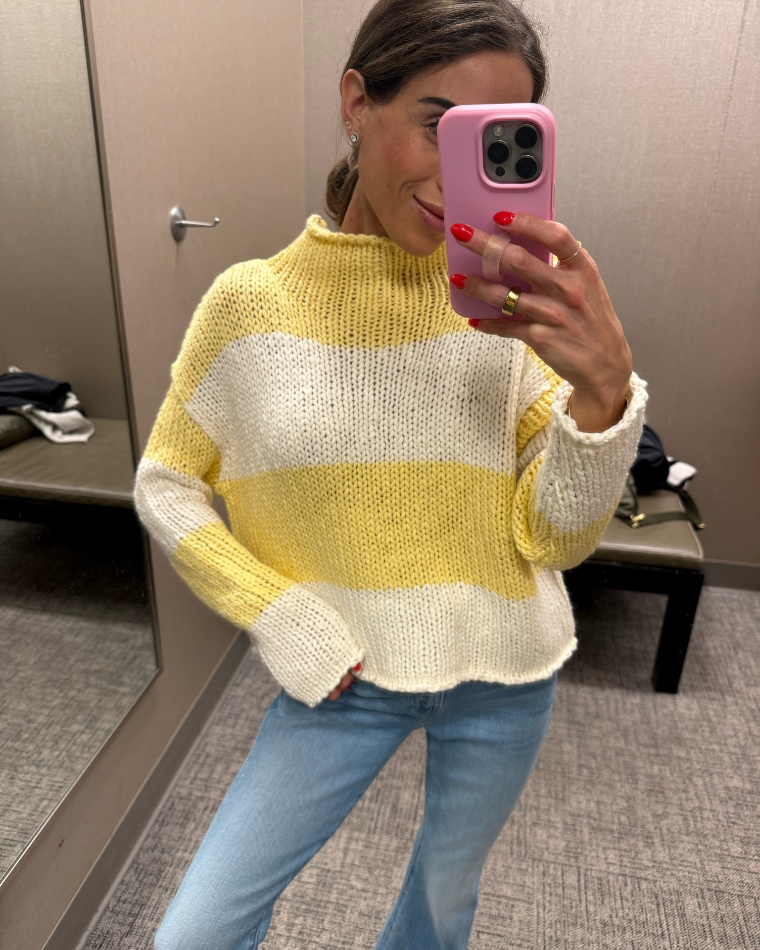 The cutest lightweight summer yellow stripe sweater wearing size xs

#LTKPetite #LTKSeasonal