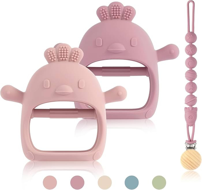 3 Packs Baby Teether Toy for 0-6 6-12 Months,Hold & Wear,BPA Free,Food Grade Silicone Teething Mi... | Amazon (US)