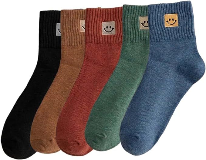 Cute Smile Face Socks,5 Pairs Funny Socks Fashion Cartoon Socks, Socks Funny Low Cut Socks For Wo... | Amazon (US)