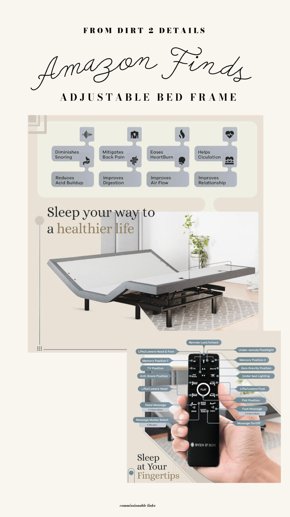 My adjustable bed frame that I absolutely love. So many different features - Massage, under bed lighting, USB ports, and more! 

#LTKhome #LTKGiftGuide #LTKstyletip