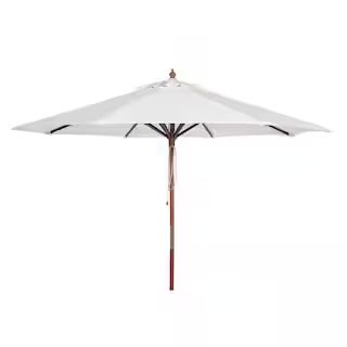 Safavieh Cannes 9 ft. Wood Market Patio Umbrella in White-PAT8009E - The Home Depot | The Home Depot