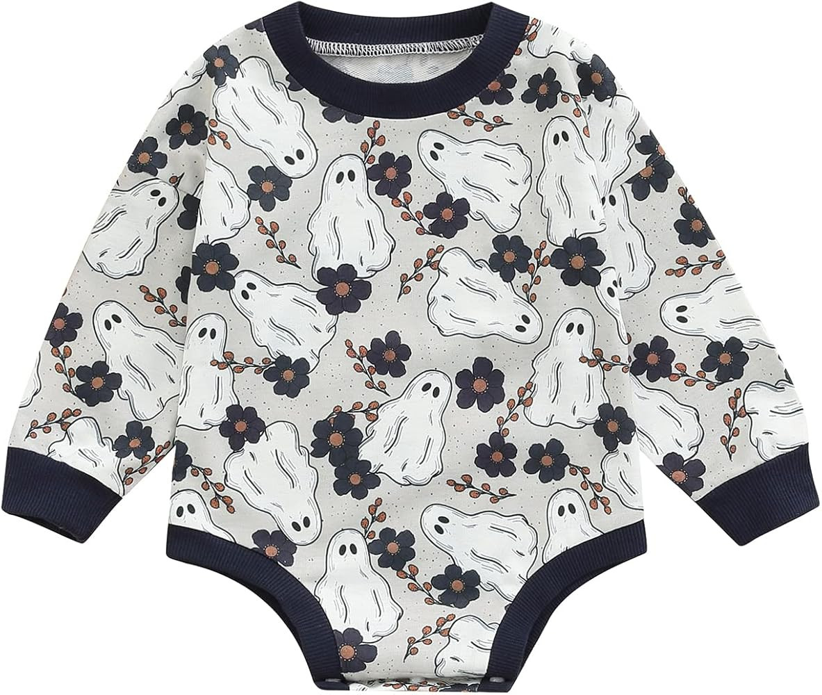 Cevoerf Infant Baby Girls Halloween Outfit - Oversized Pumpkin Moon Print Romper Bodysuit Hallowe... | Amazon (US)