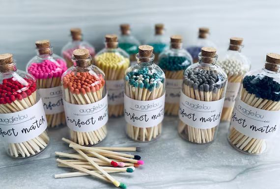 Read the full title
    Colorful Matchsticks in Decorative Glass Jar | Candle Decor & Accessories... | Etsy (US)