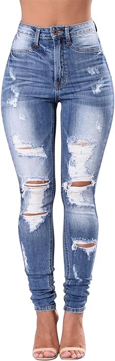 KUNMI Womens Classic High Waisted Skinny Stretch Butt Lifting Jeans Slim Fit Denim Pants | Amazon (US)