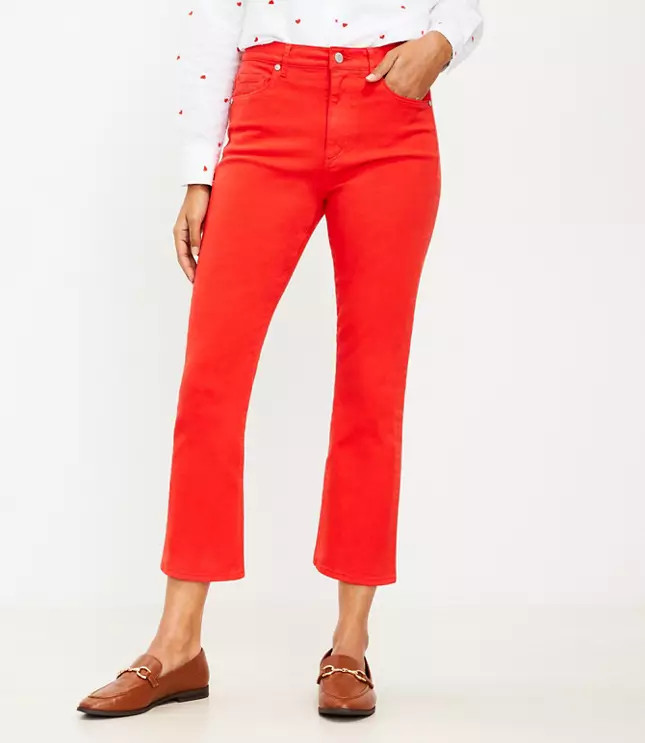 High Rise Kick Crop Jeans in Intense Lava | LOFT