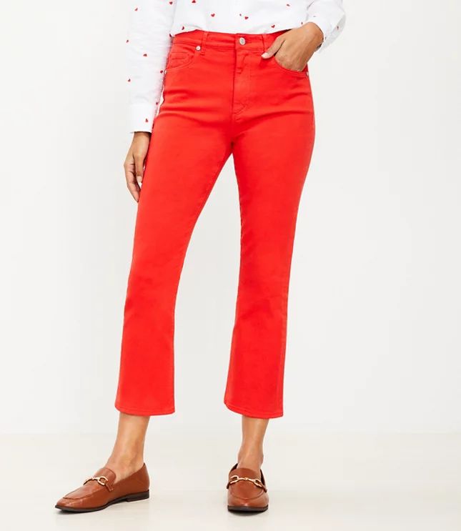 High Rise Kick Crop Jeans in Intense Lava | LOFT