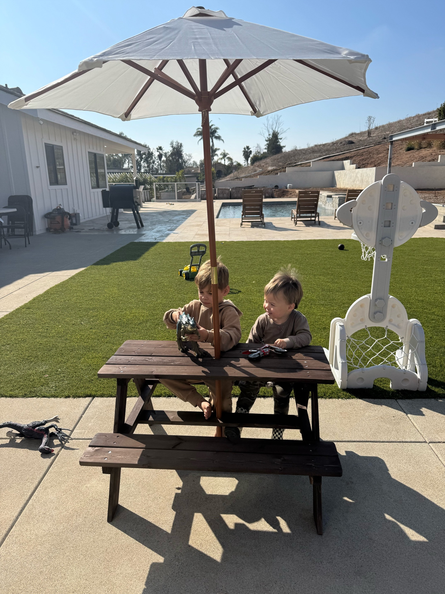 Our cute backyard KIDS size furniture 😍 Perfect little toddler table & Adirondack chairs linked too