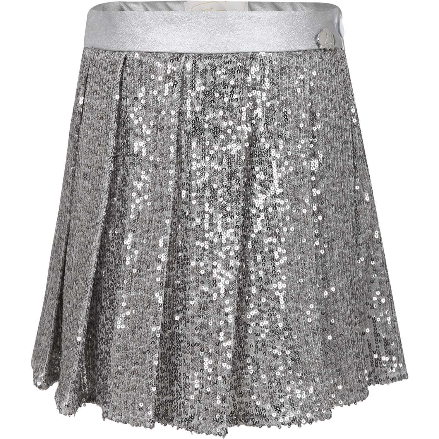 Genny Silver Skirt For Girl With Sequins | Italist.com US