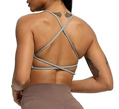 Aoxjox Women's Workout Sports Bras Fitness Backless Padded Ivy Low Impact Bra Yoga Crop Tank Top | Amazon (US)