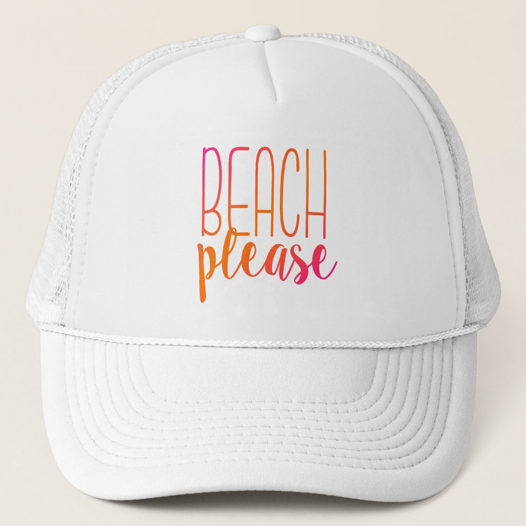 Beach Please | Pink and Orange Ombre Trucker Hat | Zazzle