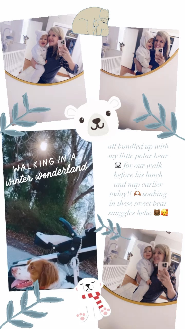 all bundled up with my little polar bear 🐻‍❄️ for our walk before his lunch and nap earlier today!! 🫶🏽 soaking in these sweet bear snuggles hehe 🐻🥰

#LTKSeasonal #LTKfamily #LTKbaby