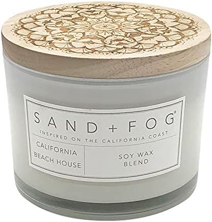 Sand + Fog Scented Candles | California Beach House | Soy Blend | Lead-Free Wicks | 12 oz | Amazon (US)