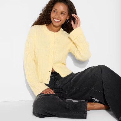 Women's Ribbed Crewneck Cardigan - Wild Fable™ | Target