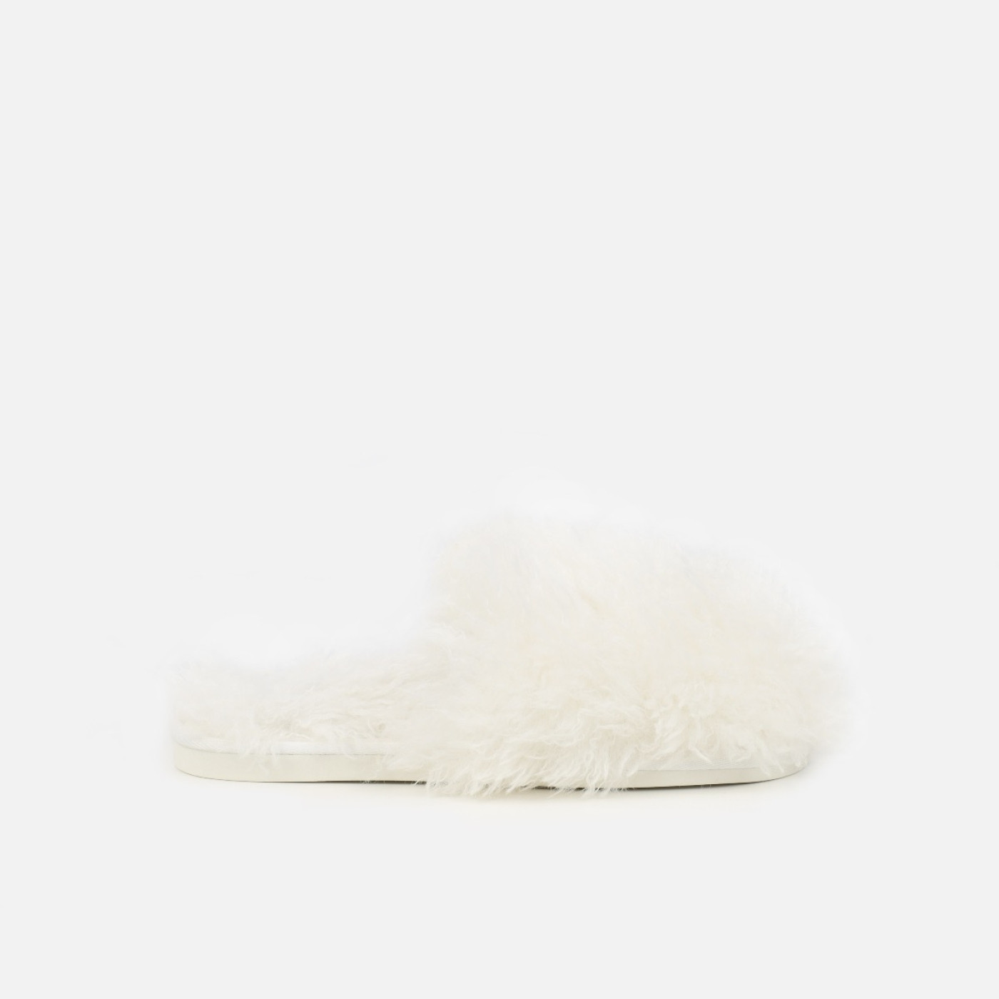 Floof Cream Curly Faux Fur Slippers | Simmi Shoes