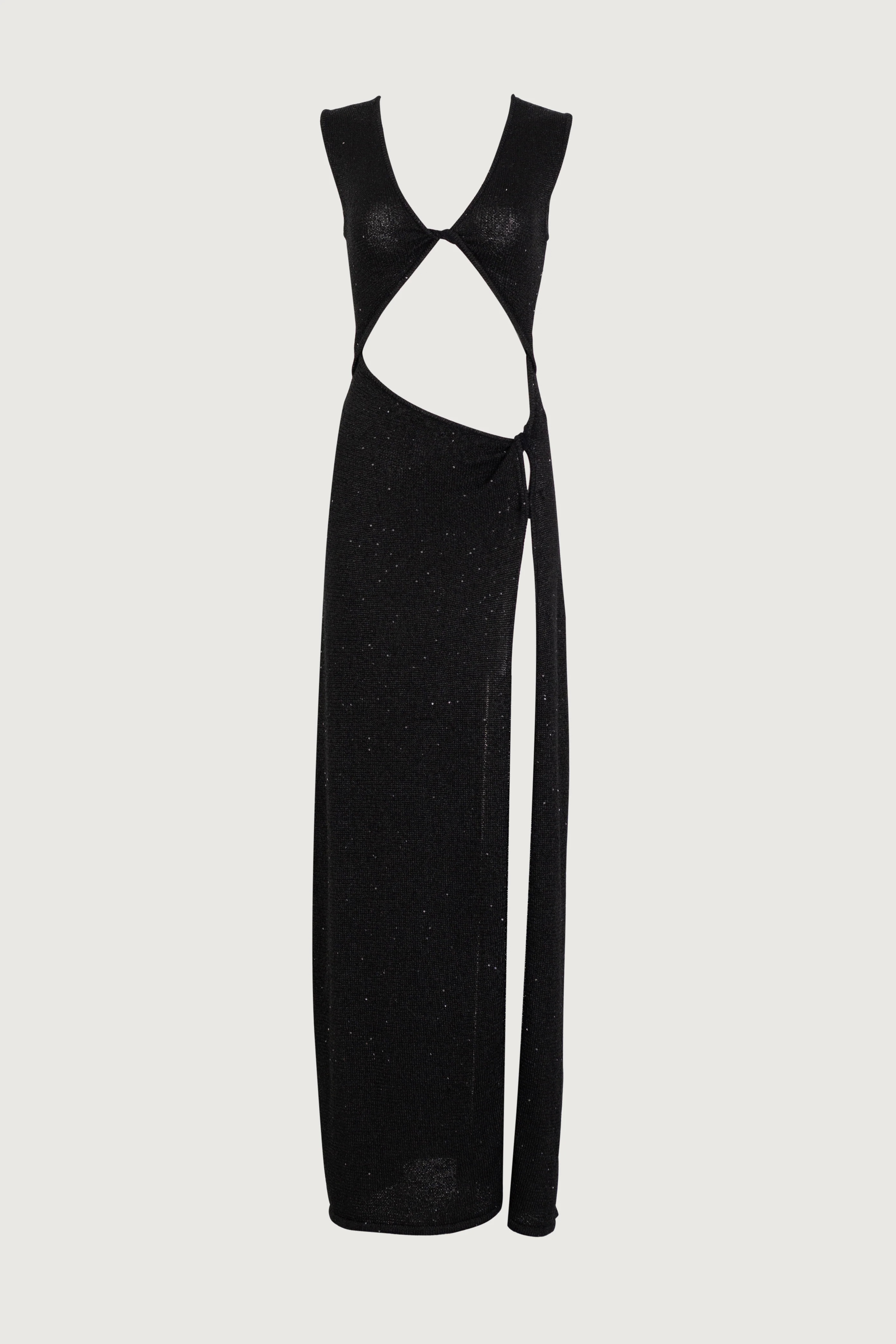 Cut Out Twist Dress (Black Sequin) | SAME