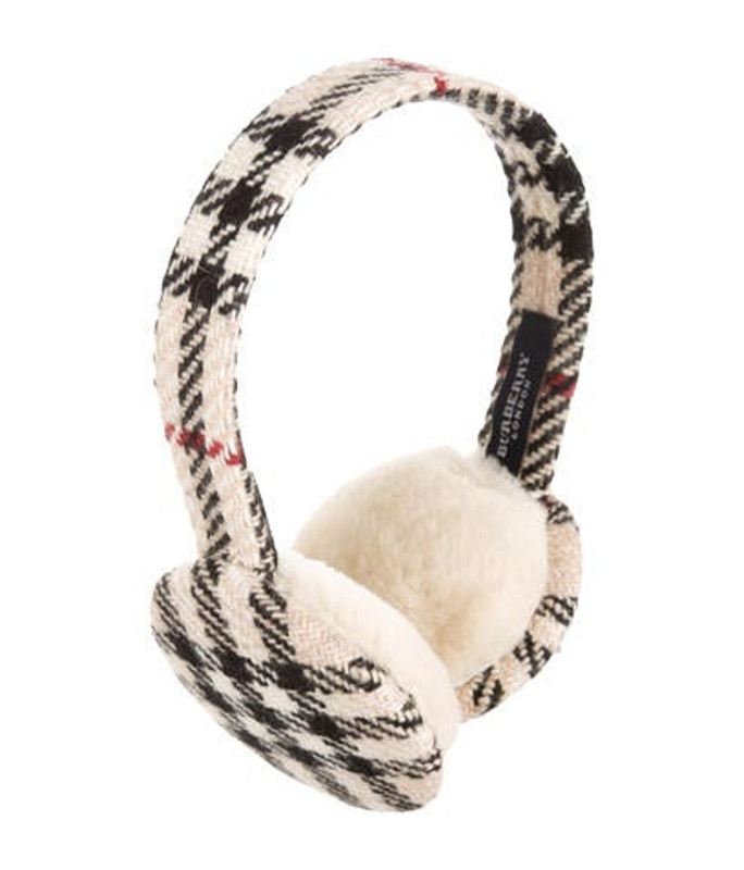Burberry Nova Check Shearling-Trimmed Earmuffs Tan Burberry Nova Check Shearling-Trimmed Earmuffs | The RealReal