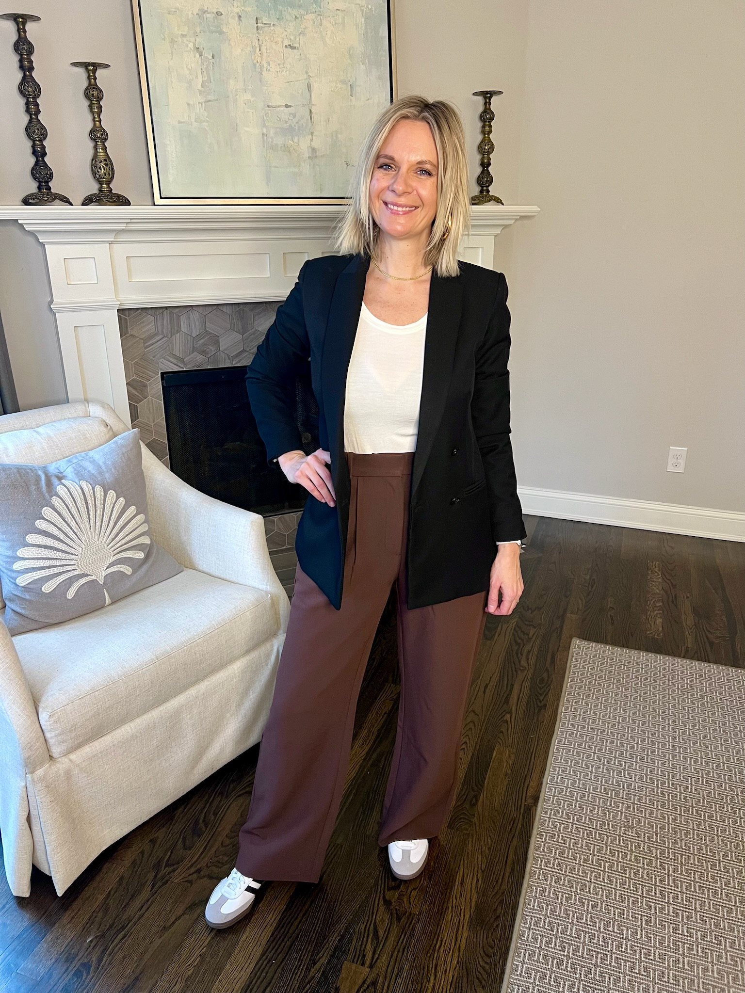 How to wear a blazer, trousers, and sneakers!

#LTKstyletip #LTKSeasonal #LTKshoecrush