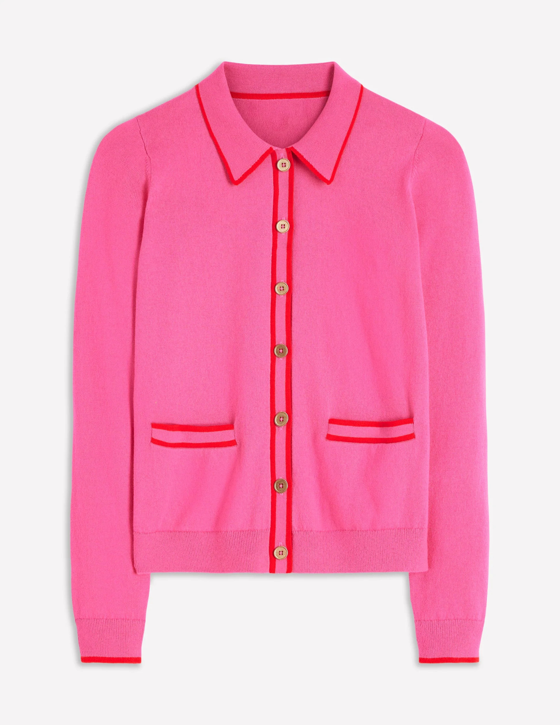 Liz Knitted Collared Cardigan-Pink Punch | Boden (US)