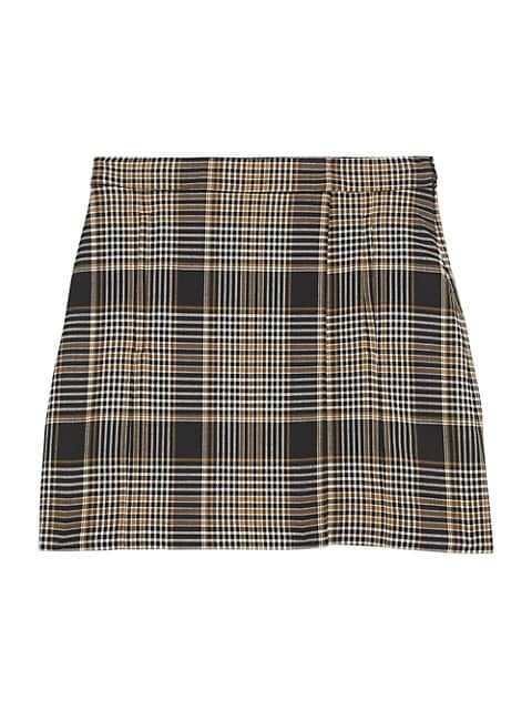 Plaid Wrap Wool-Blend Mini Skirt | Saks Fifth Avenue