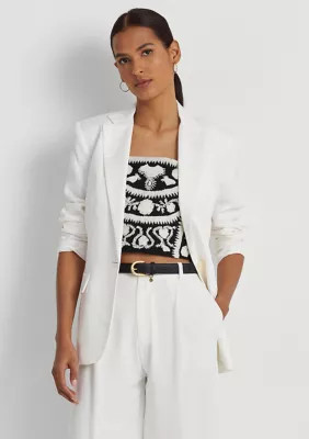 Lauren Ralph Lauren Women's Linen-Blend Twill Blazer, White, 14 | Belk