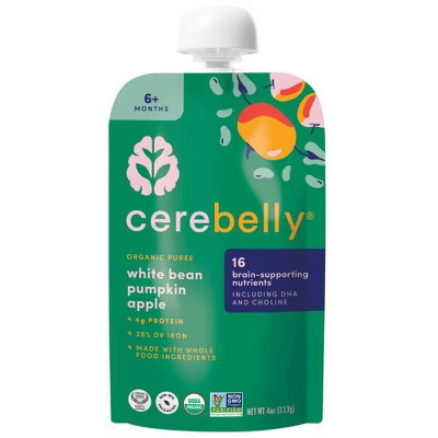 Cerebelly Organic White Bean, Pumpkin and Apple Baby Food Pouch - 4oz: 2nd Stage, Pureed, Ready to Eat, Age 5 Months and Up | Target