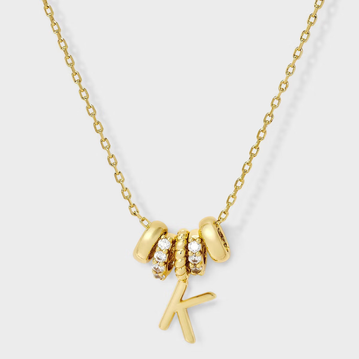 14K Gold Dipped Cubic Zirconia Rondelle Initial Necklace - A New Day™ Gold | Target