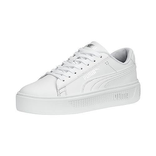 PUMA Womens Smash Platform V3 Sneaker, PUMA Womens White-PUMA Womens Silver, 10.5 | Amazon (US)