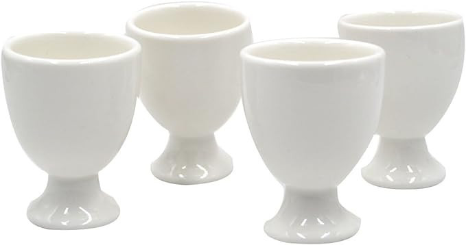 Goclothod Egg Cups, Set of 4 White Porcelain Egg Cup Serving Boiled Egg Holders | Amazon (US)